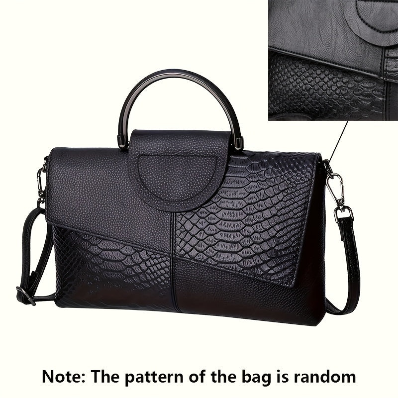 Bianca | Pochette alla moda con stampa di coccodrillo - borsa a spalla e a tracolla versatile, ideale per lavoro, acquisti e regalo - con chiusura magnetica, nero