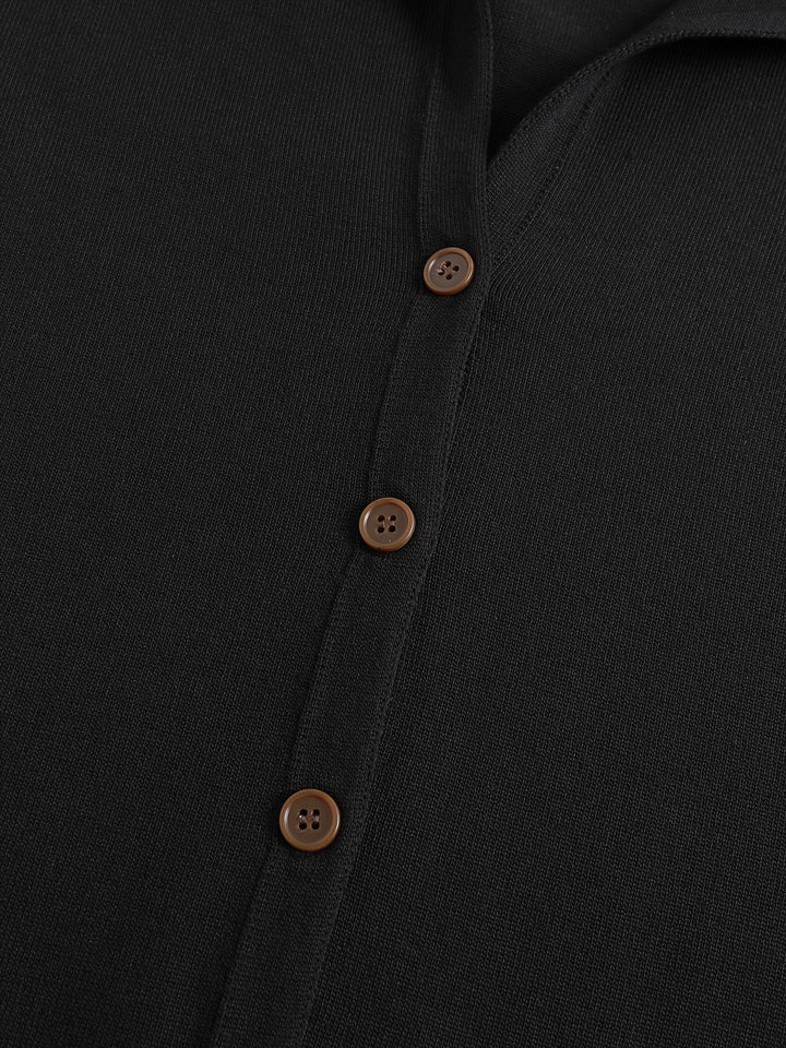 Noemi | Cardigan Nero con Cappuccio e Bottoni