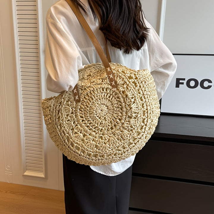 Ambra | Borsa Tonda in Paglia Intrecciata