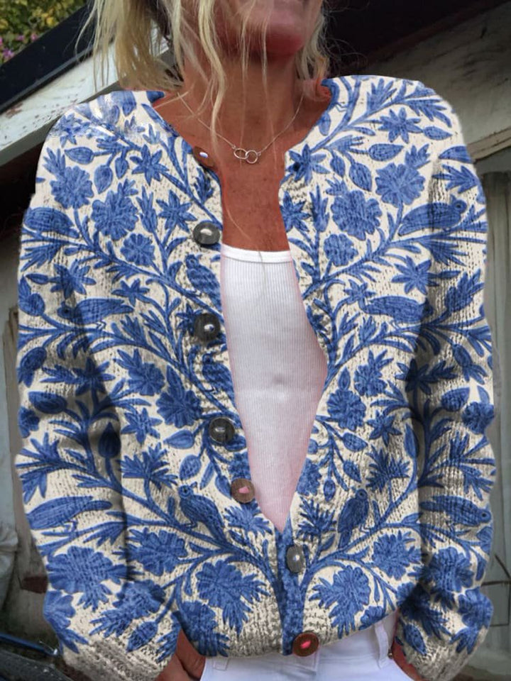 Irma | Cardigan con Motivo Floreale