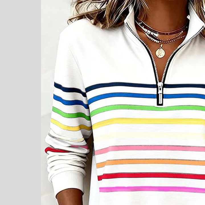 Priscilla | Felpa a Righe con Mezza Zip