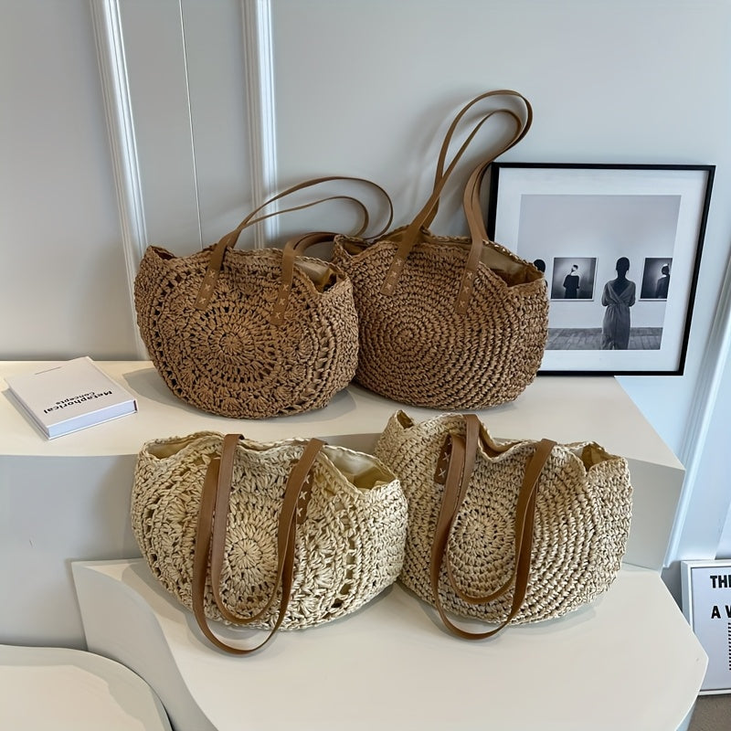 Ambra | Borsa Tonda in Paglia Intrecciata