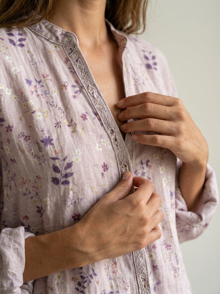 Fiorenza | Camicia Vintage Elegante a Fiori