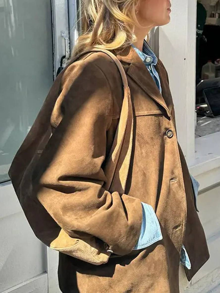 Lucia | Blazer Autunnale in Ecopelle Scamosciata