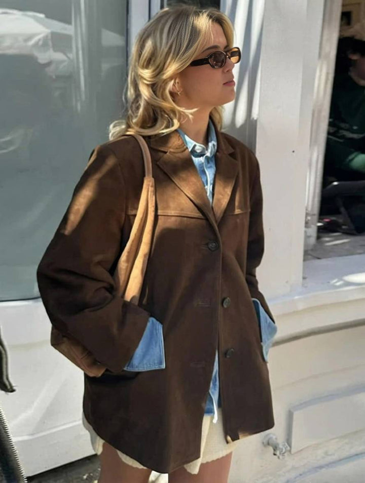 Lucia | Blazer Autunnale in Ecopelle Scamosciata