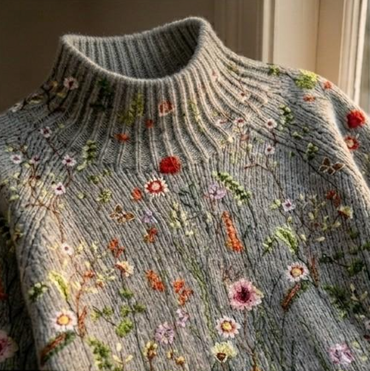 Vanda | Maglione in maglia a fiori vintage