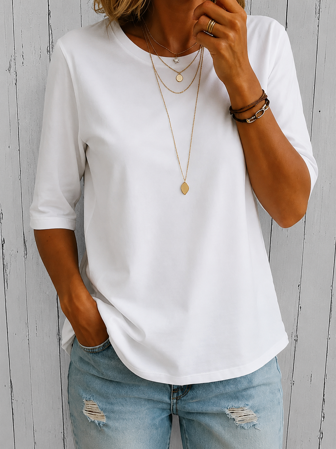 Chiara | T-Shirt Comoda Quotidiana a Mezza Manica