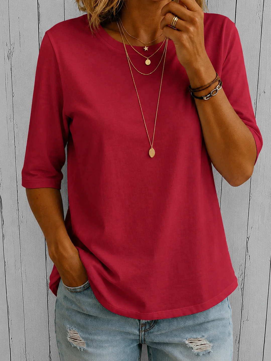 Chiara | T-Shirt Comoda Quotidiana a Mezza Manica