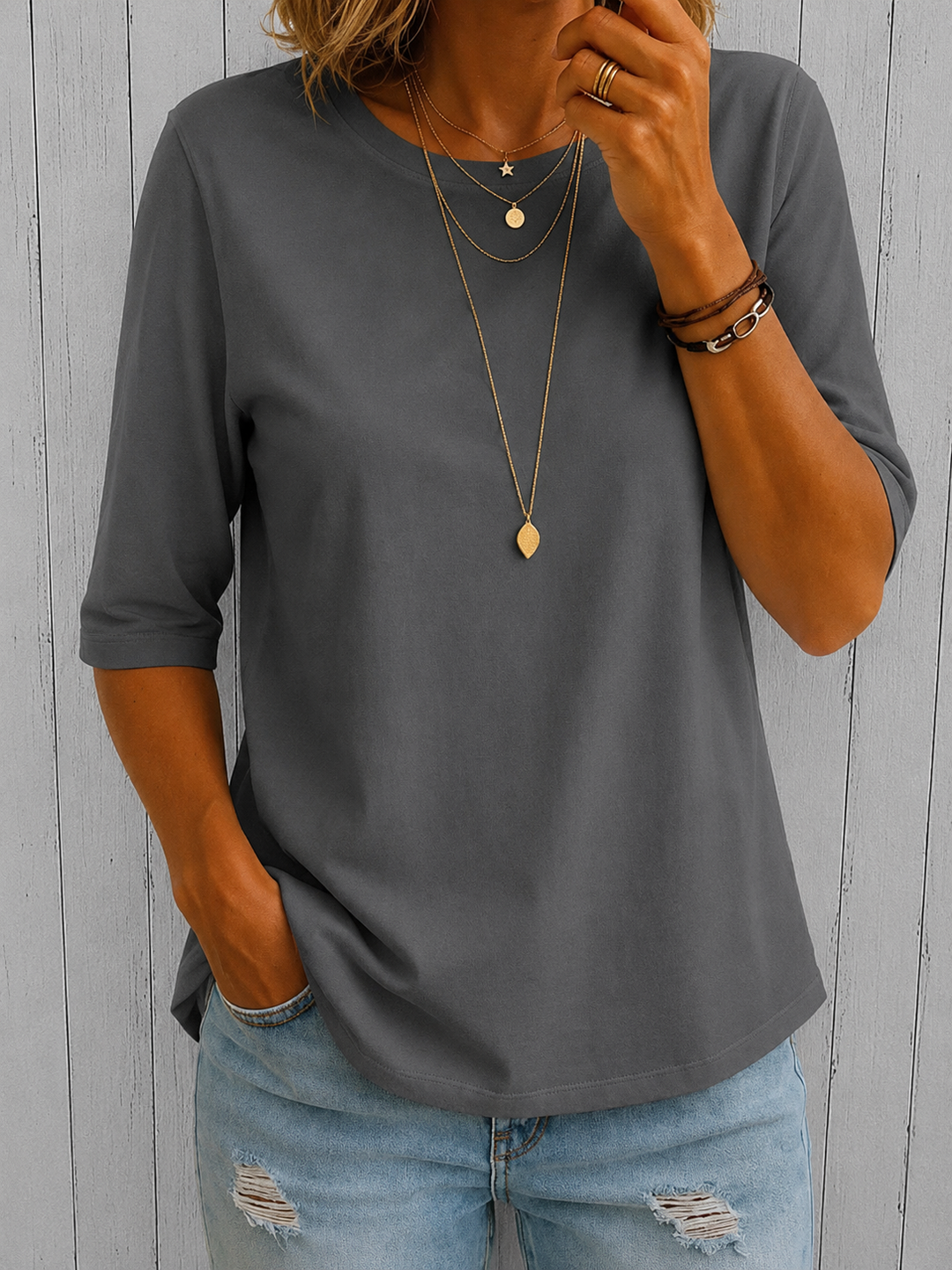 Chiara | T-Shirt Comoda Quotidiana a Mezza Manica