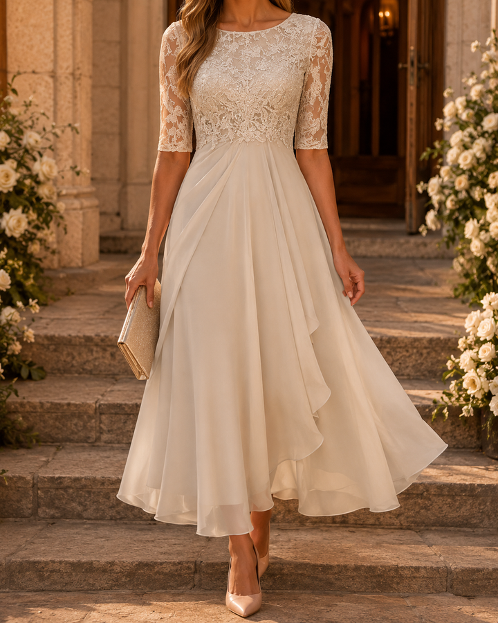 Romina | Abito Midi in Pizzo Slanciante