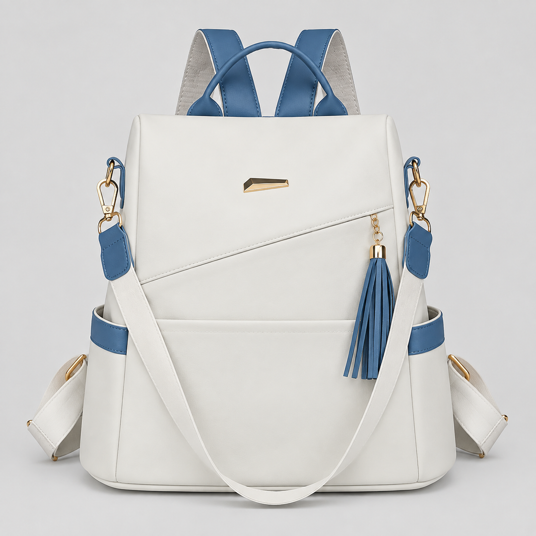 Ilaria zaino antifurto leggero bianco e blu
