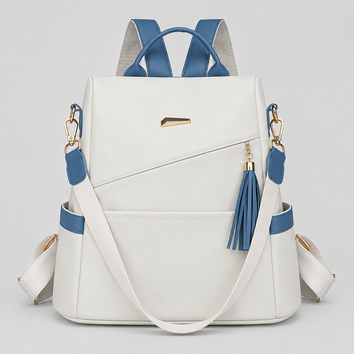 Ilaria zaino antifurto leggero bianco e blu