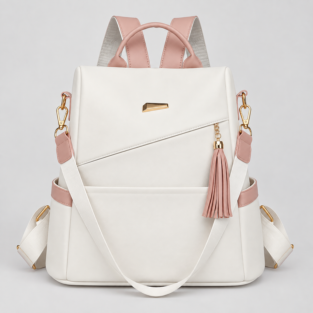 Adele zaino antifurto leggero bianco e rosa