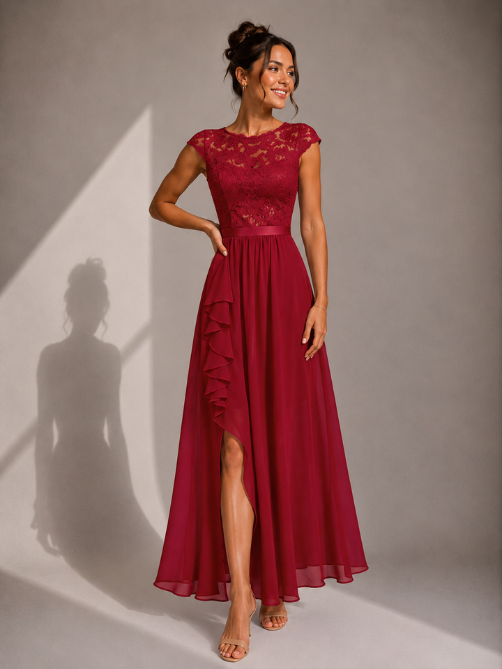 Beatrice | Abito Maxi da Cocktail in Pizzo Aggraziato