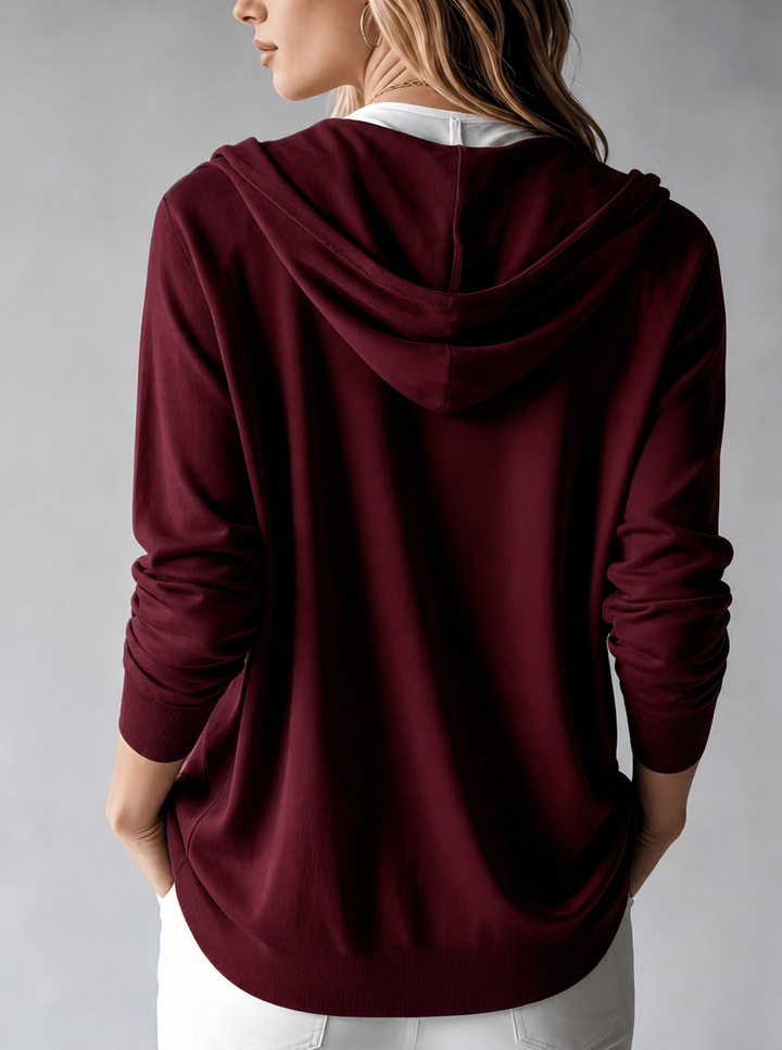 Teresa | Cardigan Rosso con Cappuccio e Bottoni