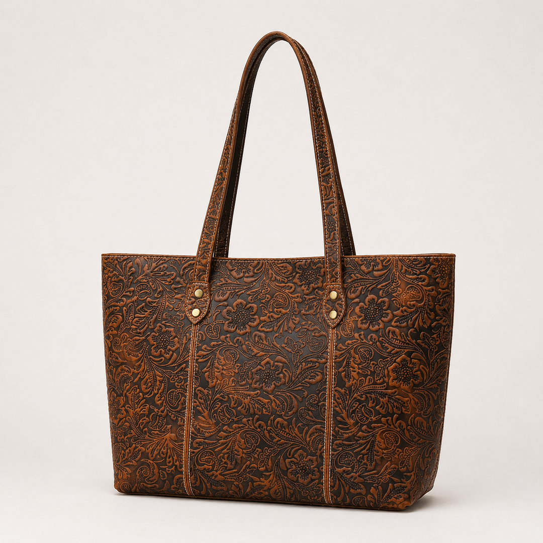 Isla | Borsa a Spalla in Pelle Vintage con Design Floreale