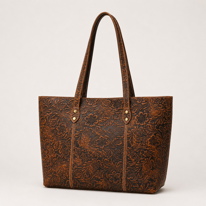 Isla | Borsa a Spalla in Pelle Vintage con Design Floreale