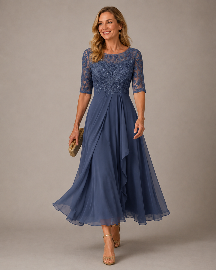 Romina | Abito Midi in Pizzo Slanciante