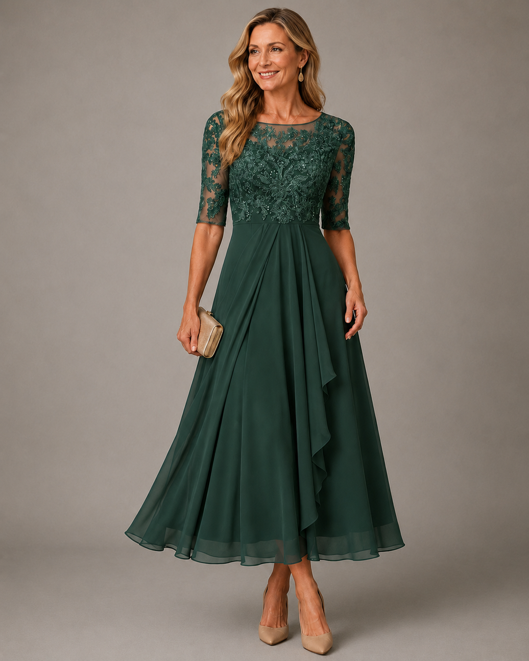 Romina | Abito Midi in Pizzo Slanciante