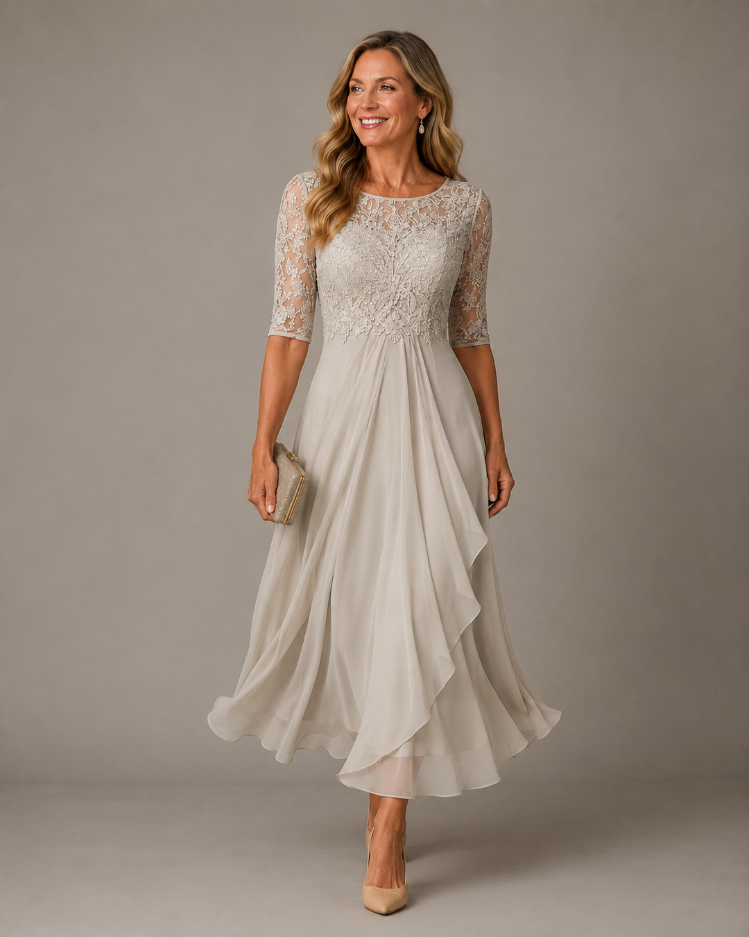 Romina | Abito Midi in Pizzo Slanciante