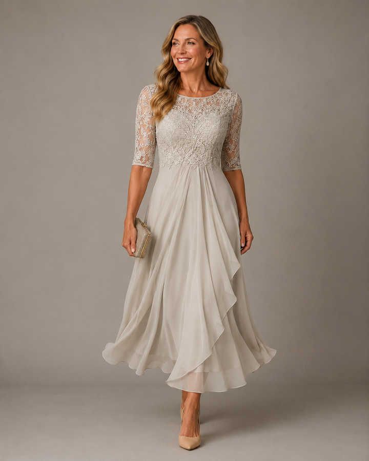 Romina | Abito Midi in Pizzo Slanciante