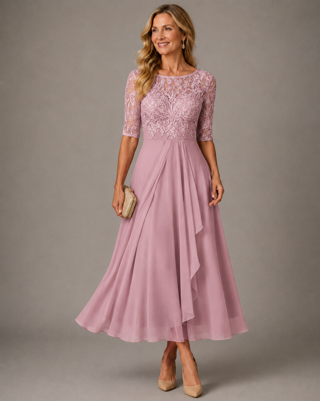 Romina | Abito Midi in Pizzo Slanciante