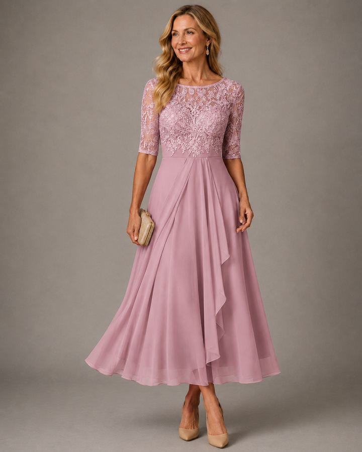 Romina | Abito Midi in Pizzo Slanciante