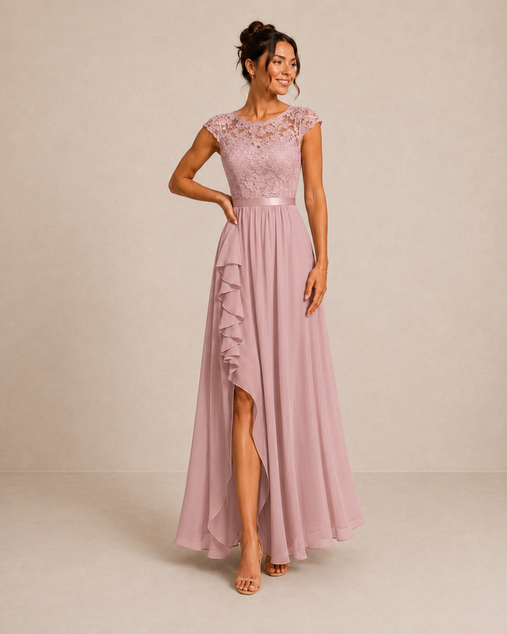 Beatrice | Abito Maxi da Cocktail in Pizzo Aggraziato