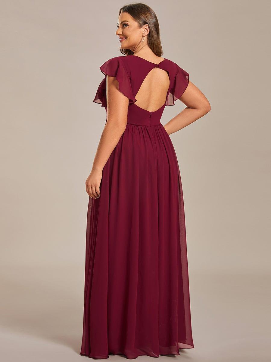 Liliana | Abito da damigella in chiffon con maniche plissettate e scollatura sul retro