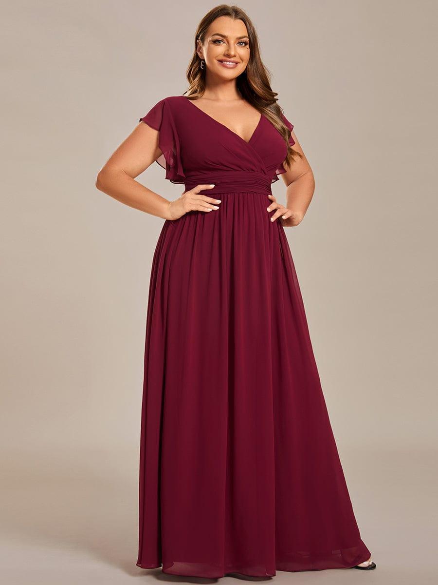 Liliana | Abito da damigella in chiffon con maniche plissettate e scollatura sul retro