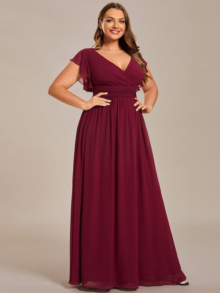 Liliana | Abito da damigella in chiffon con maniche plissettate e scollatura sul retro