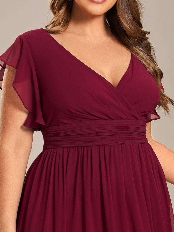 Liliana | Abito da damigella in chiffon con maniche plissettate e scollatura sul retro