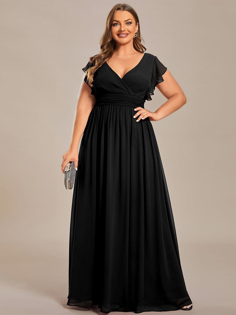 Liliana | Abito da damigella in chiffon con maniche plissettate e scollatura sul retro