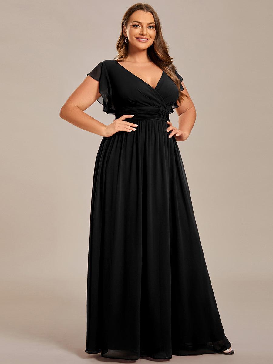 Liliana | Abito da damigella in chiffon con maniche plissettate e scollatura sul retro