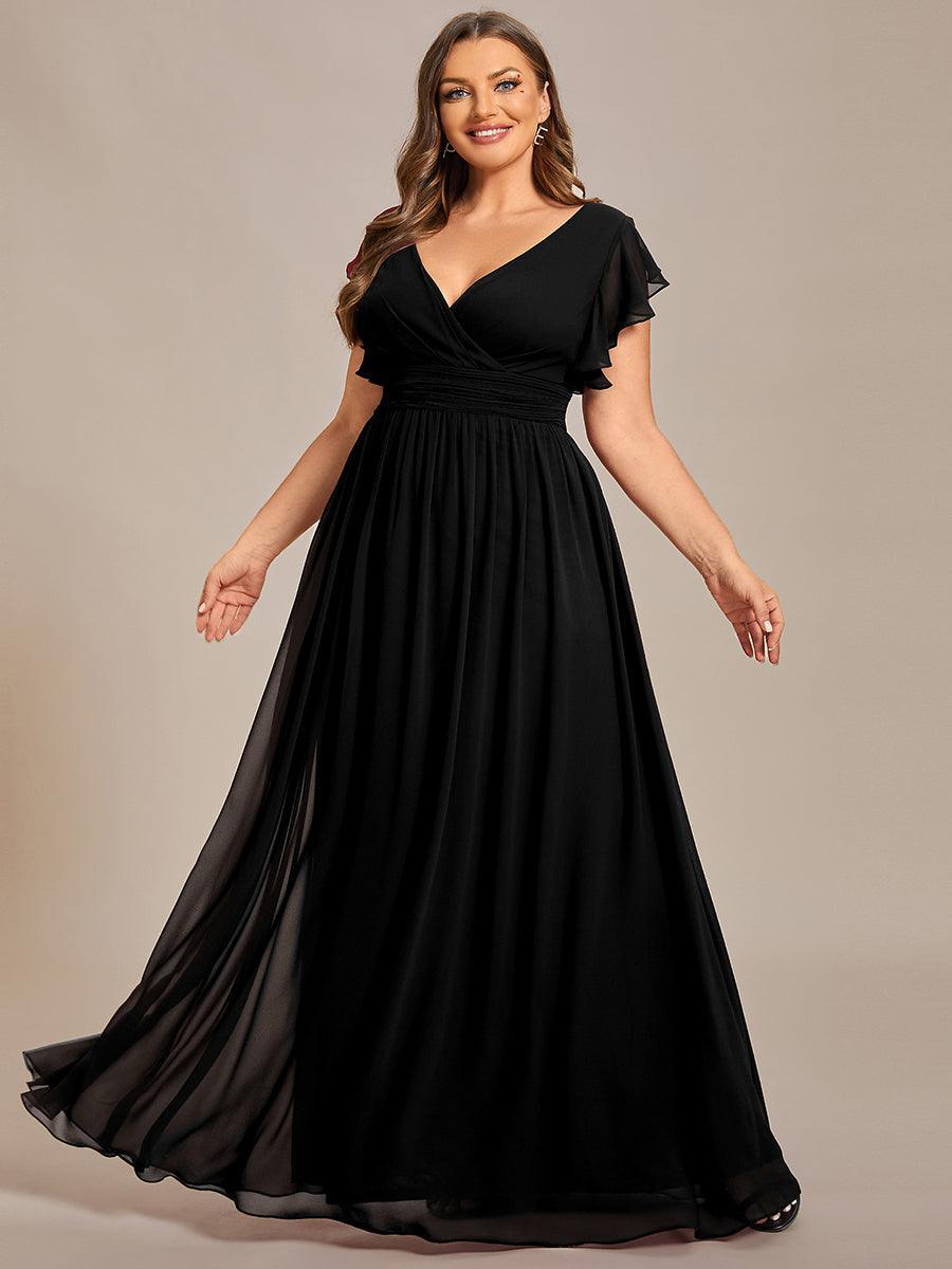Liliana | Abito da damigella in chiffon con maniche plissettate e scollatura sul retro