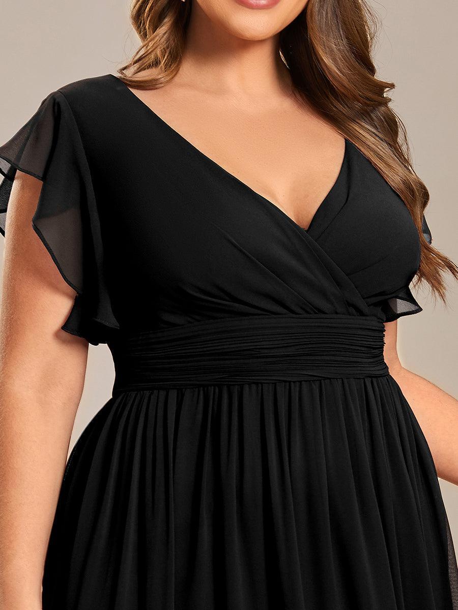 Liliana | Abito da damigella in chiffon con maniche plissettate e scollatura sul retro