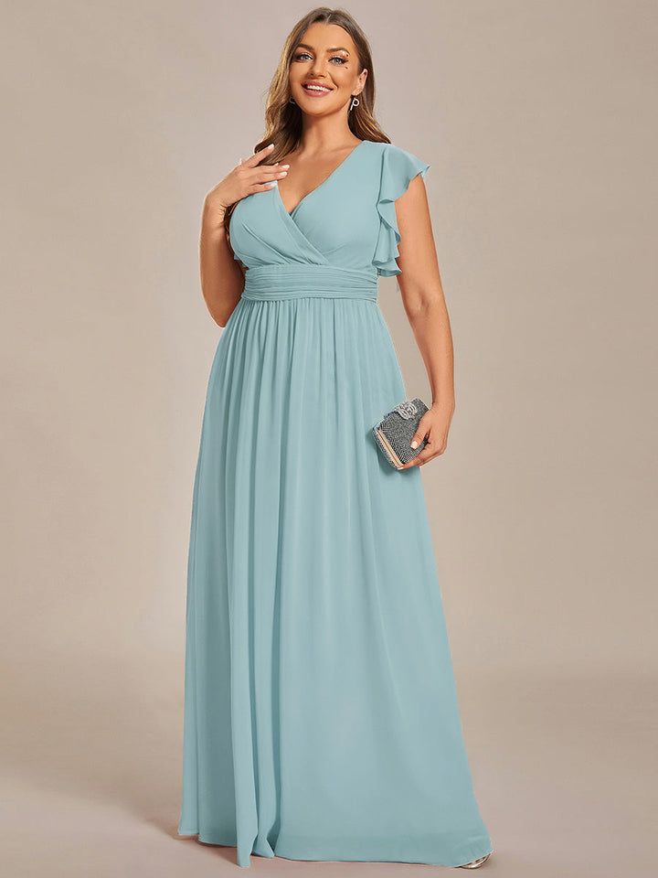 Liliana | Abito da damigella in chiffon con maniche plissettate e scollatura sul retro