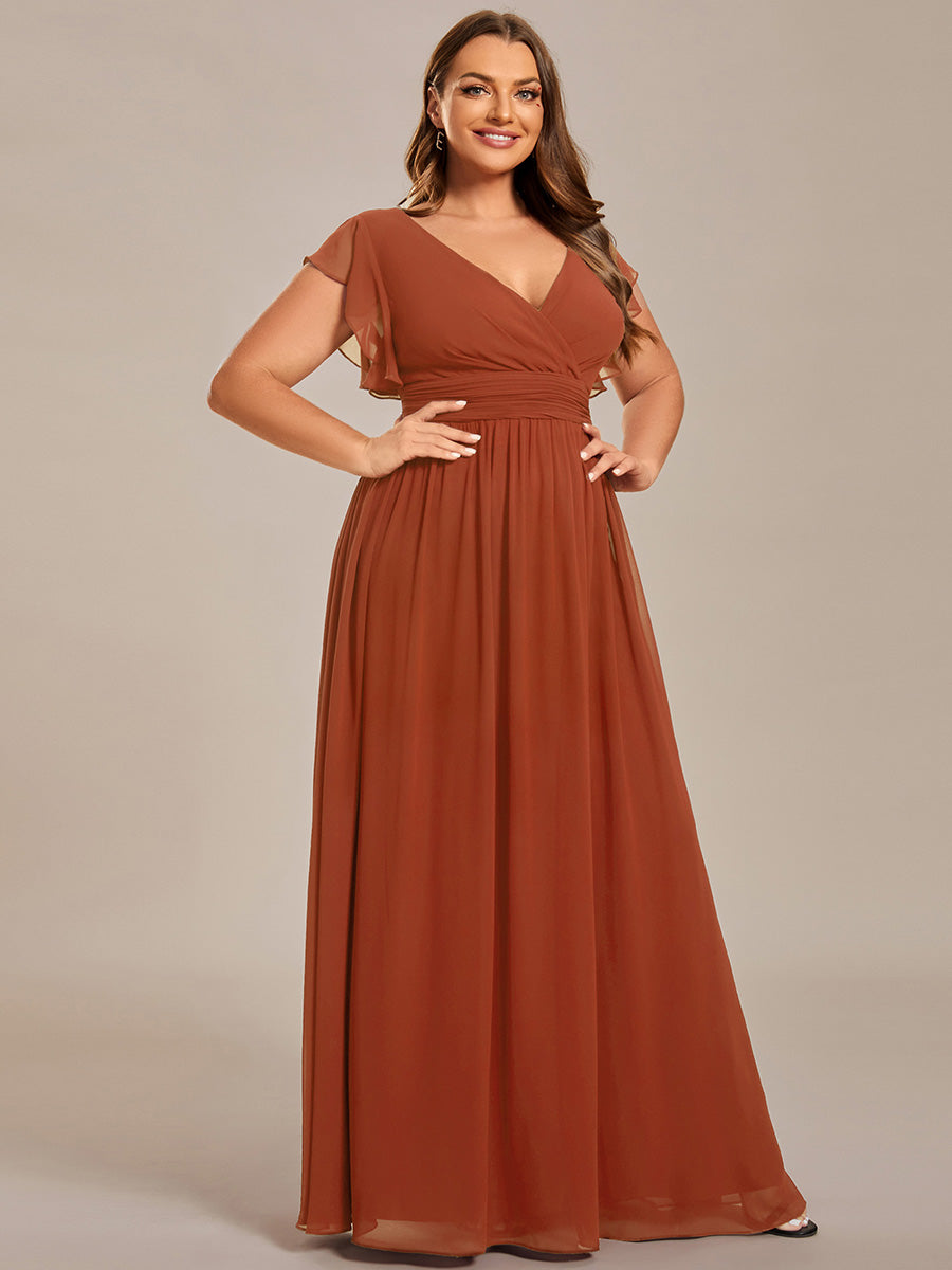 Liliana | Abito da damigella in chiffon con maniche plissettate e scollatura sul retro