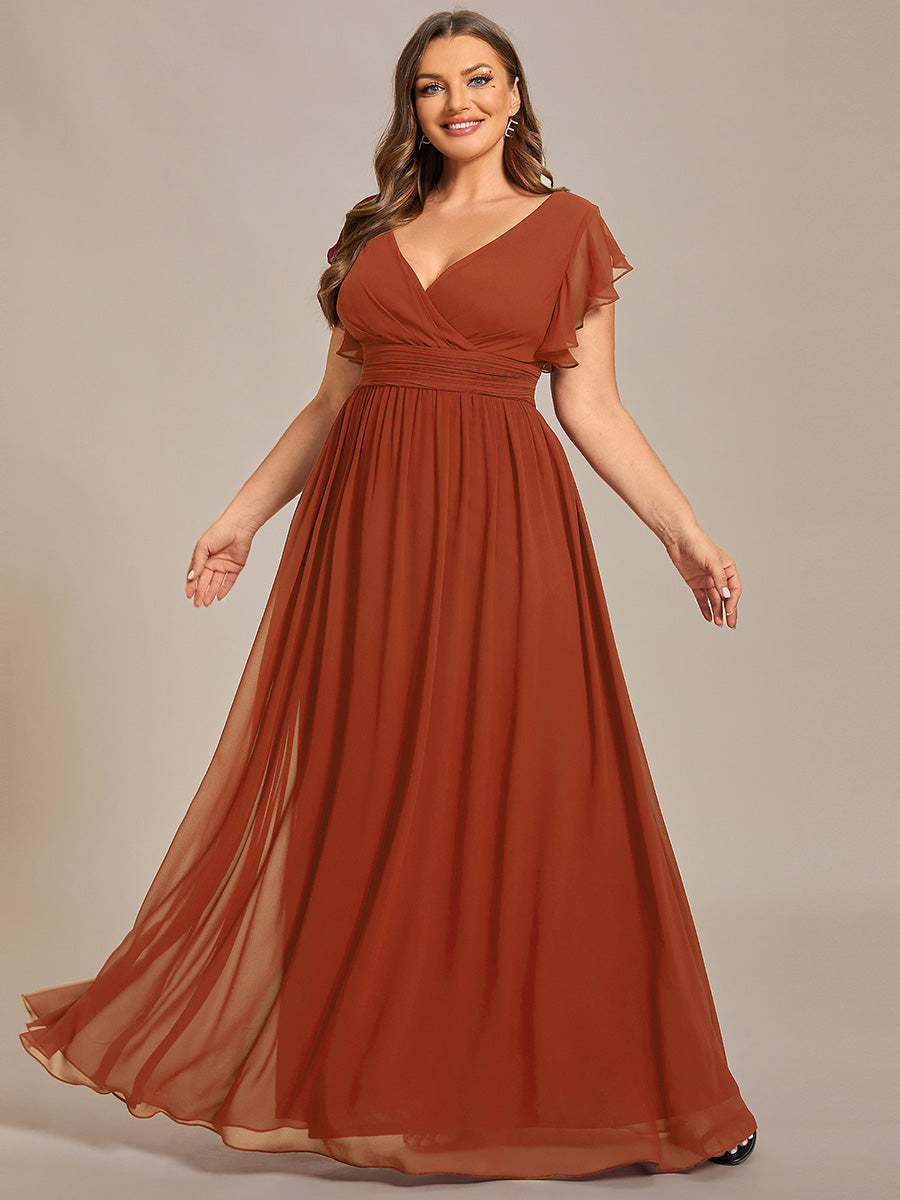 Liliana | Abito da damigella in chiffon con maniche plissettate e scollatura sul retro
