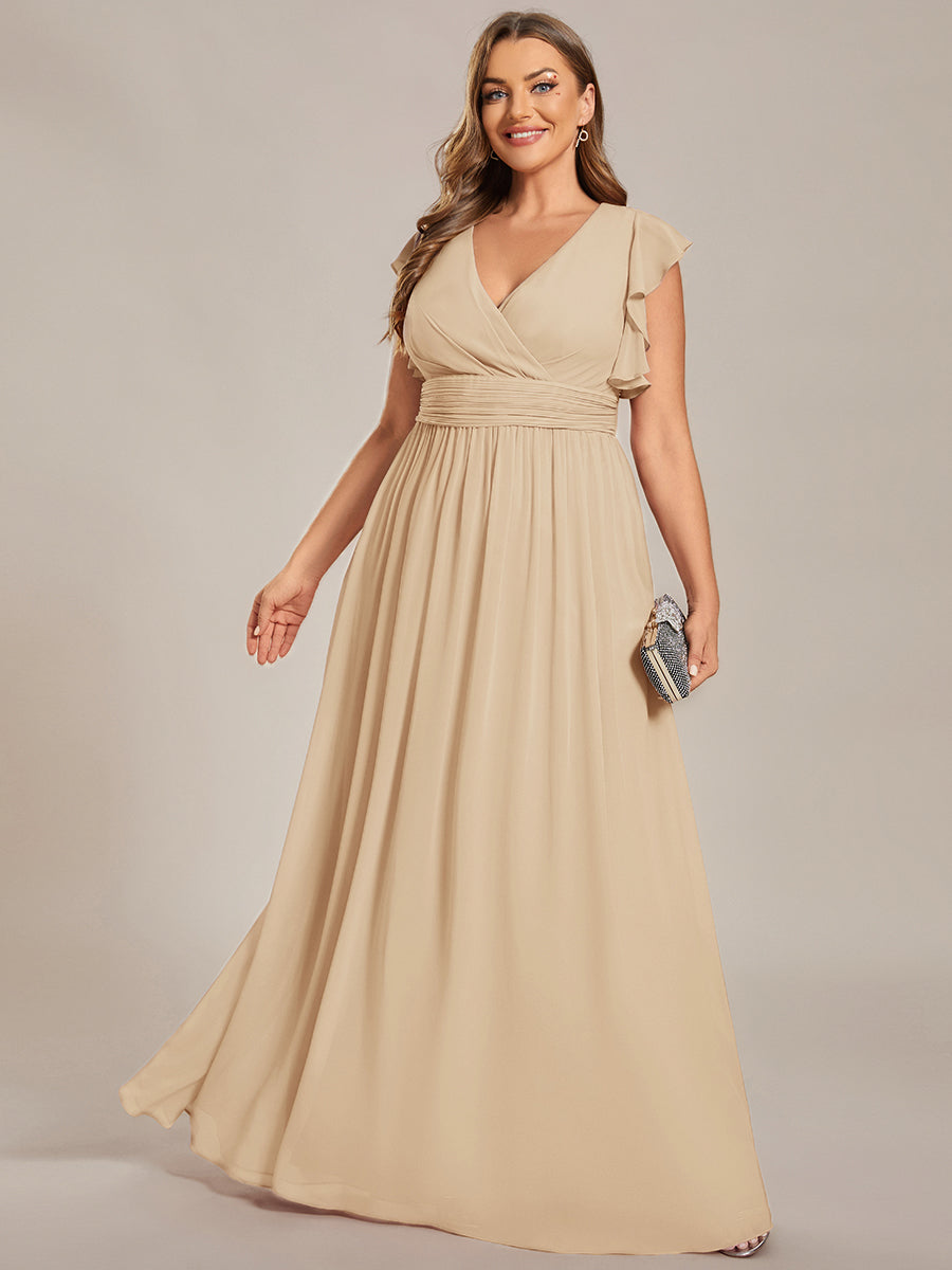 Liliana | Abito da damigella in chiffon con maniche plissettate e scollatura sul retro