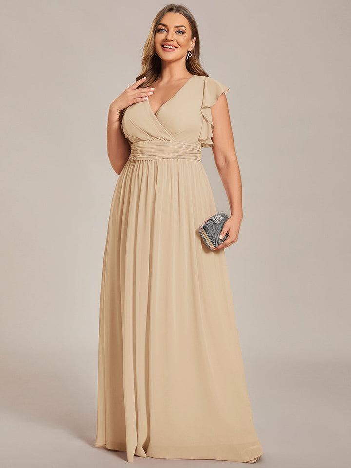Liliana | Abito da damigella in chiffon con maniche plissettate e scollatura sul retro