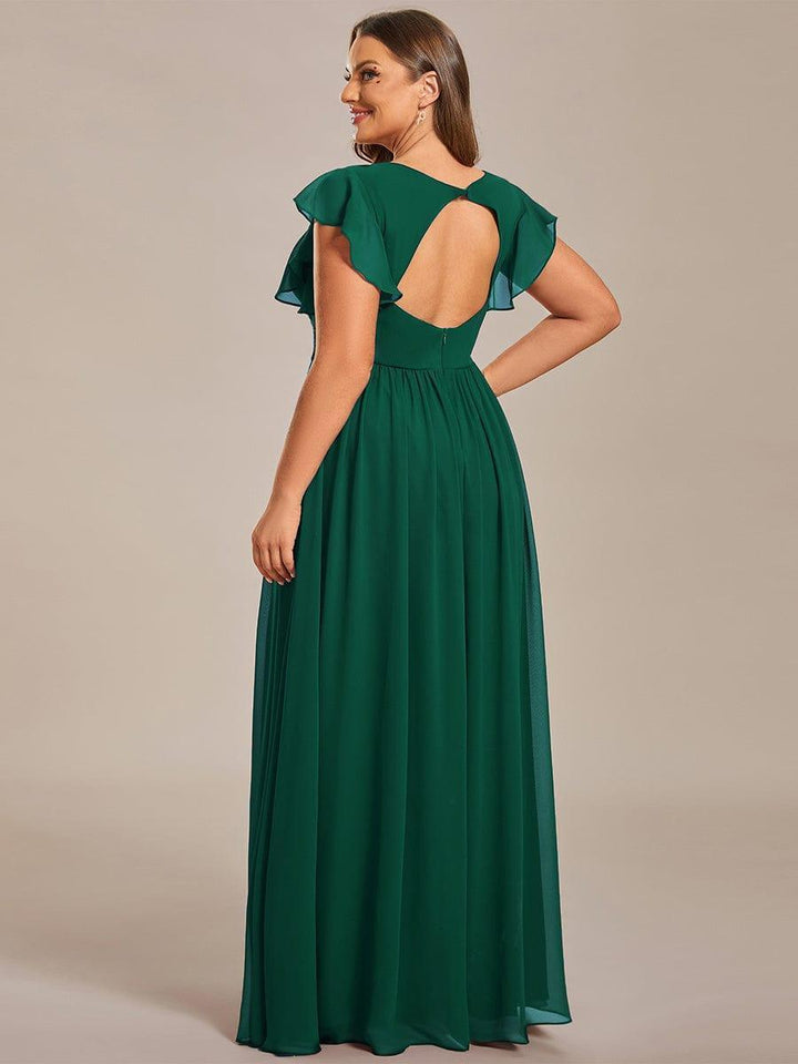 Liliana | Abito da damigella in chiffon con maniche plissettate e scollatura sul retro