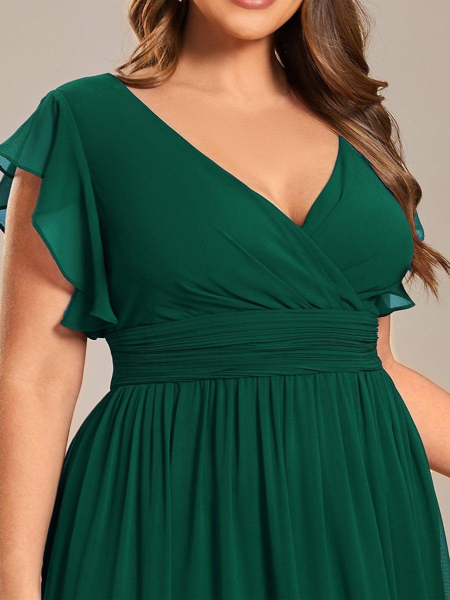 Liliana | Abito da damigella in chiffon con maniche plissettate e scollatura sul retro