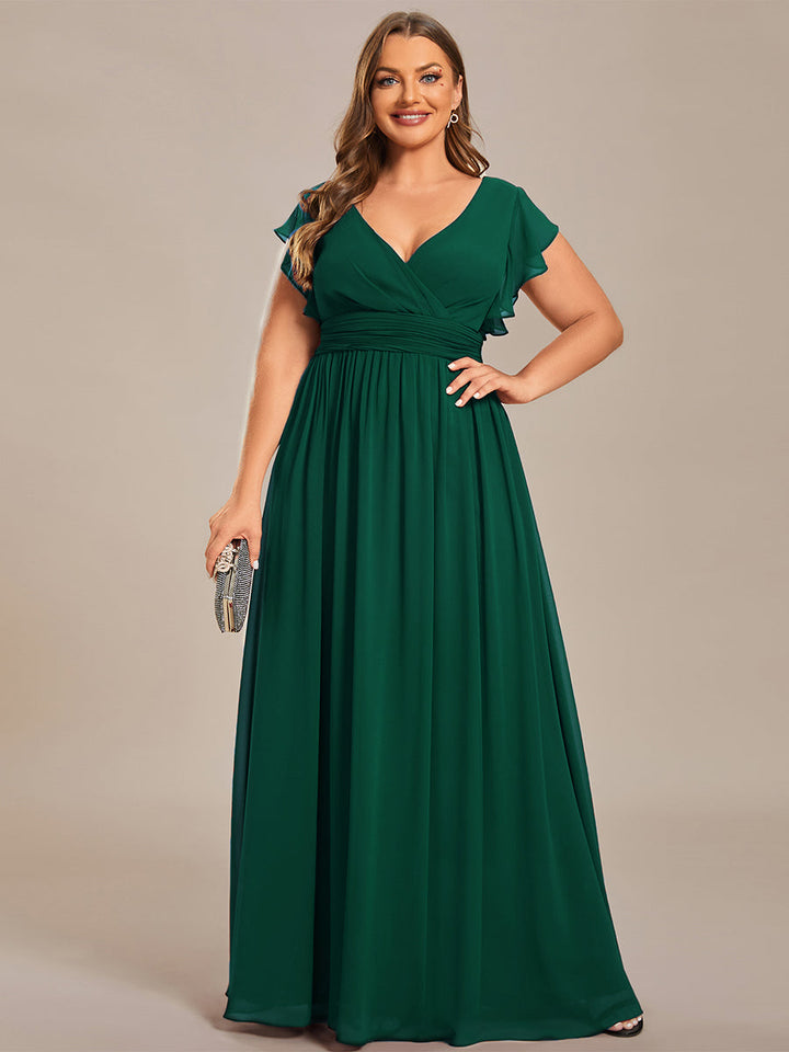 Liliana | Abito da damigella in chiffon con maniche plissettate e scollatura sul retro