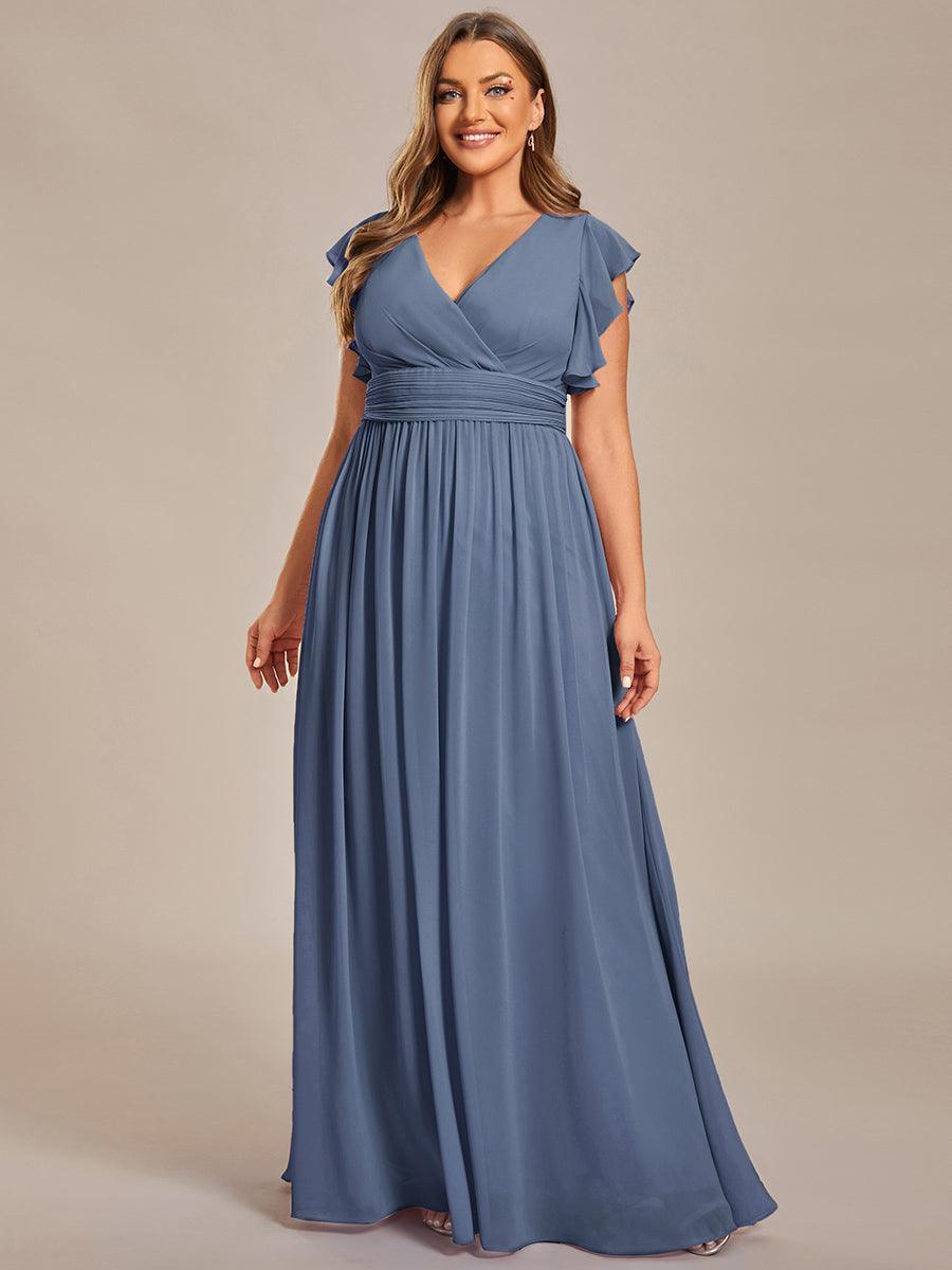 Liliana | Abito da damigella in chiffon con maniche plissettate e scollatura sul retro