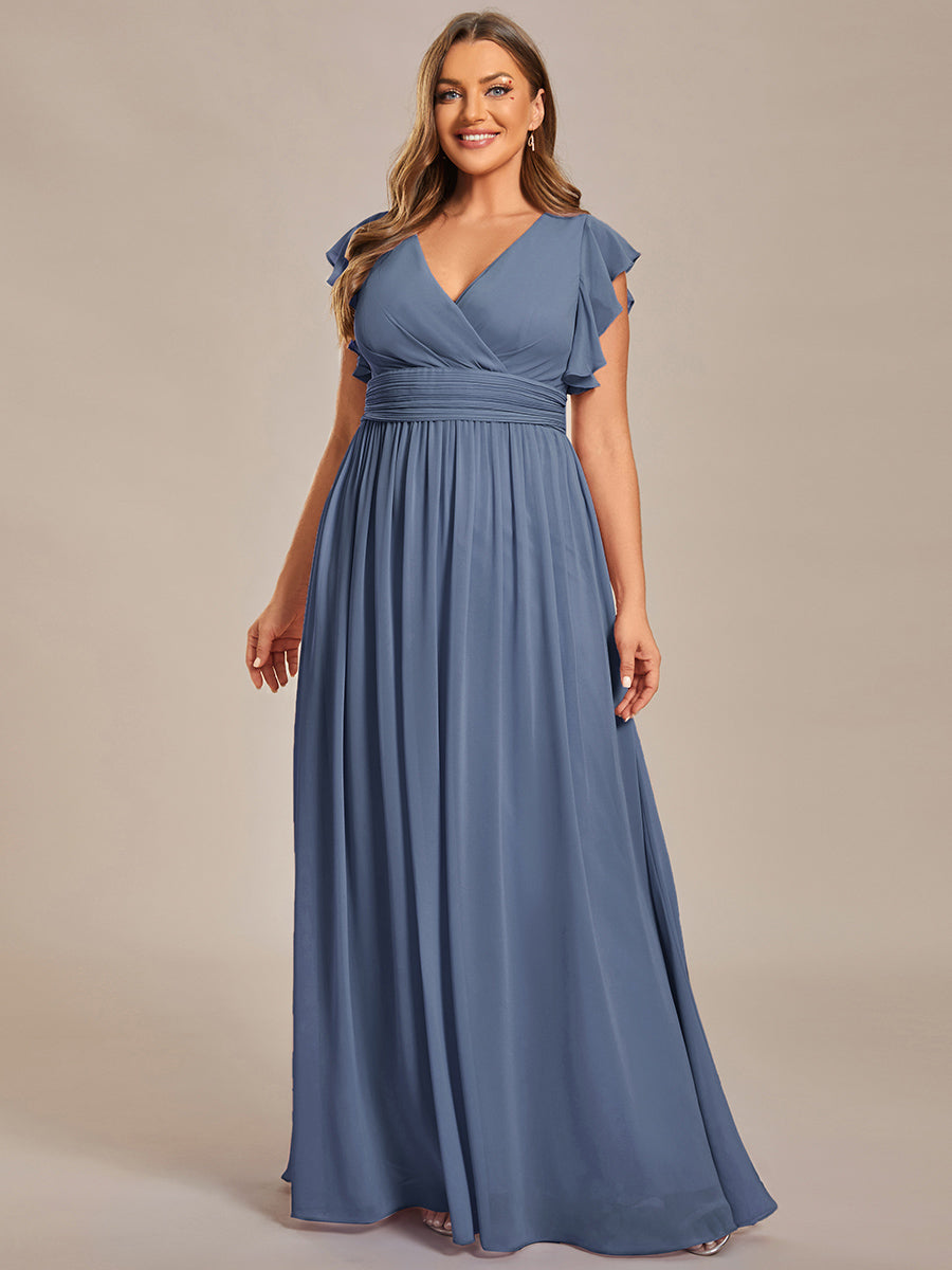 Liliana | Abito da damigella in chiffon con maniche plissettate e scollatura sul retro
