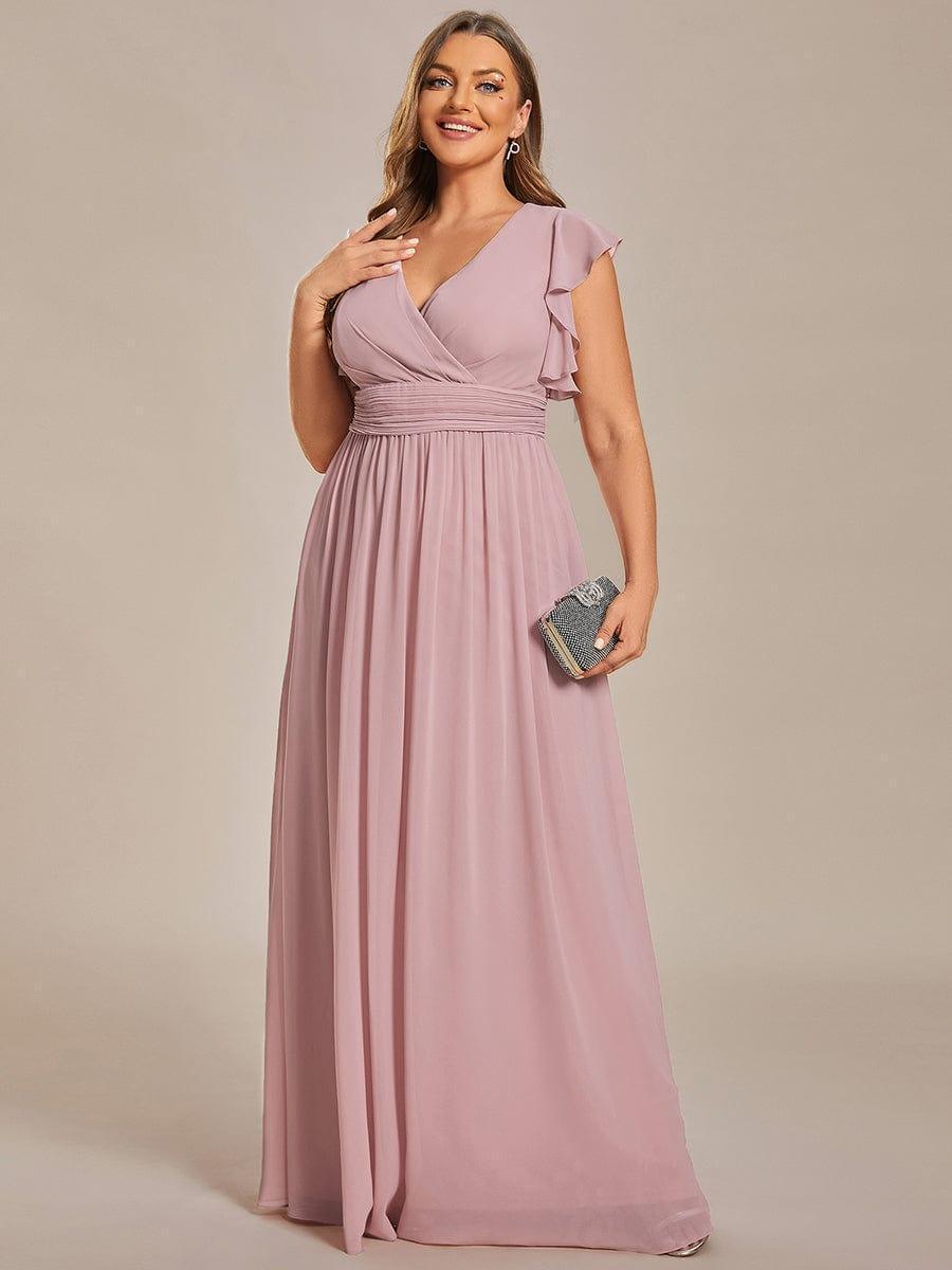 Liliana | Abito da damigella in chiffon con maniche plissettate e scollatura sul retro