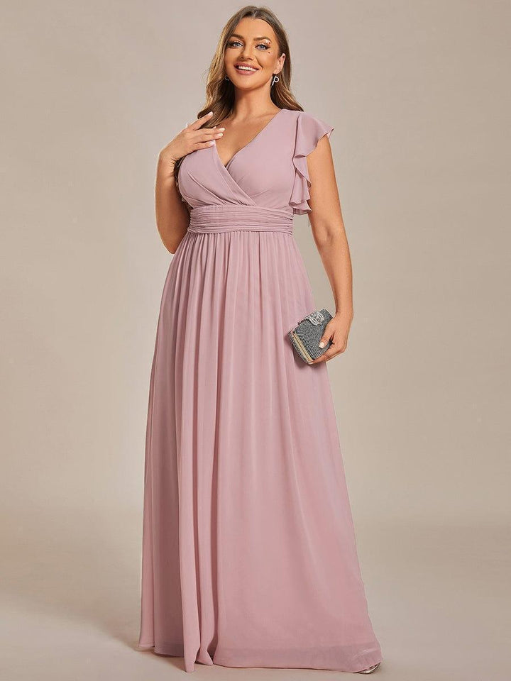 Liliana | Abito da damigella in chiffon con maniche plissettate e scollatura sul retro