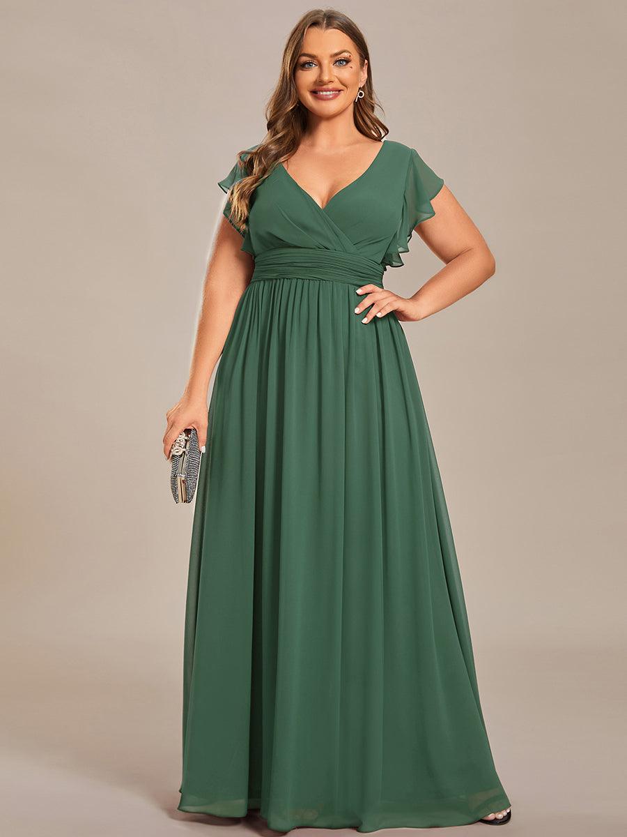 Liliana | Abito da damigella in chiffon con maniche plissettate e scollatura sul retro