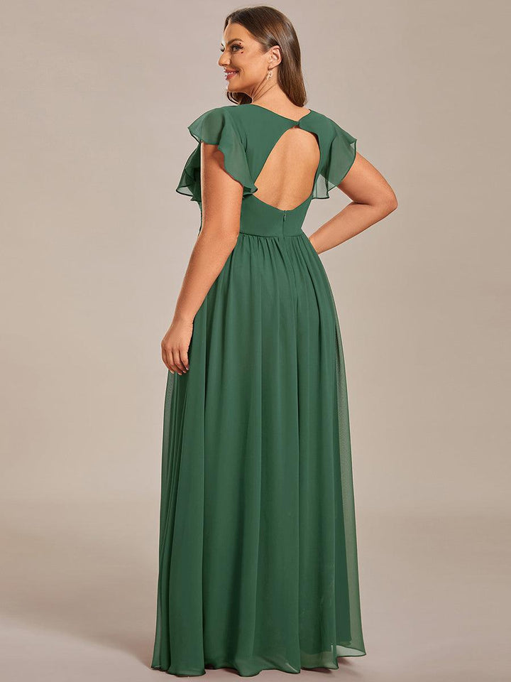 Liliana | Abito da damigella in chiffon con maniche plissettate e scollatura sul retro